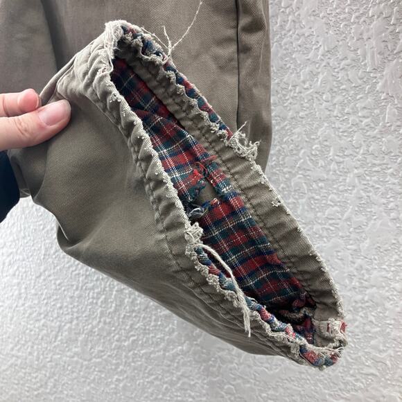 Cabela's Khaki Tan Red Plaid Flannel Lined Pocket Zip Hunting Outdoor Pants READ - Picture 10 of 14